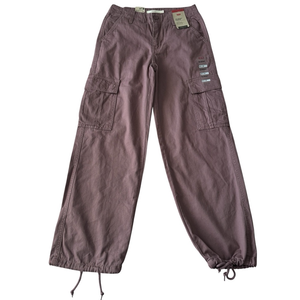 Levi’s Women '94 Baggy Cargo 100% Cotton Adjustable Hem Pants Size 24X30 Mauve